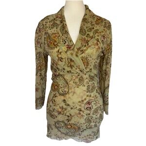 Vintage Y2K Mesh Tunic Top Forest Fairy Grunge Indie Boho Babydoll Coquette L